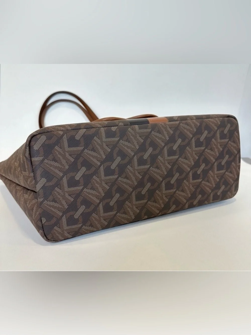 NWT MICHAEL Michael Kors Eliza Large East West Open Snap Tote in Brown Acorn - Picture 10 of 10